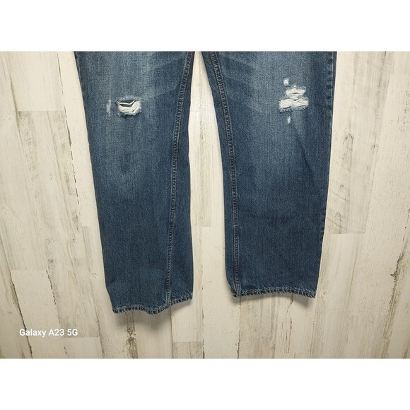 Aeropostale Jeans Men's 36x30 Blue Dark Wash Straight Leg Jeans (38x28) Hemmed - Picture 2 of 7